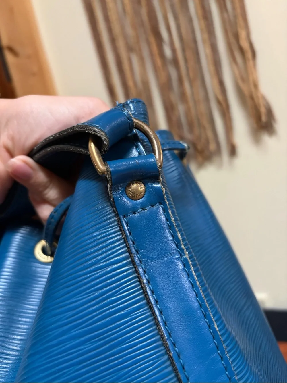Louis Vuitton Blue Epi Petit Noe Drawstring Shoulder Bag